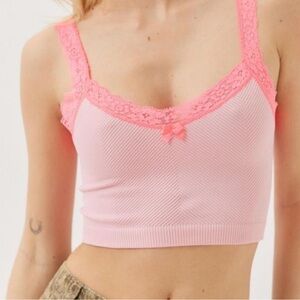 Urban Outfitters Neon Pink Lace Crop Top